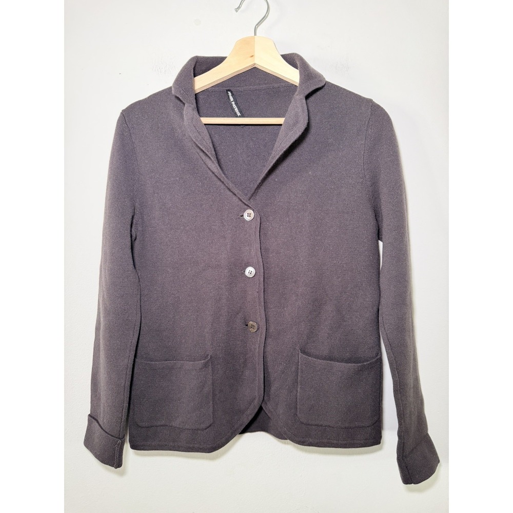 John Patrick Organic Knit Blazer Womens Size S gray 100% Cashmere Cardigan